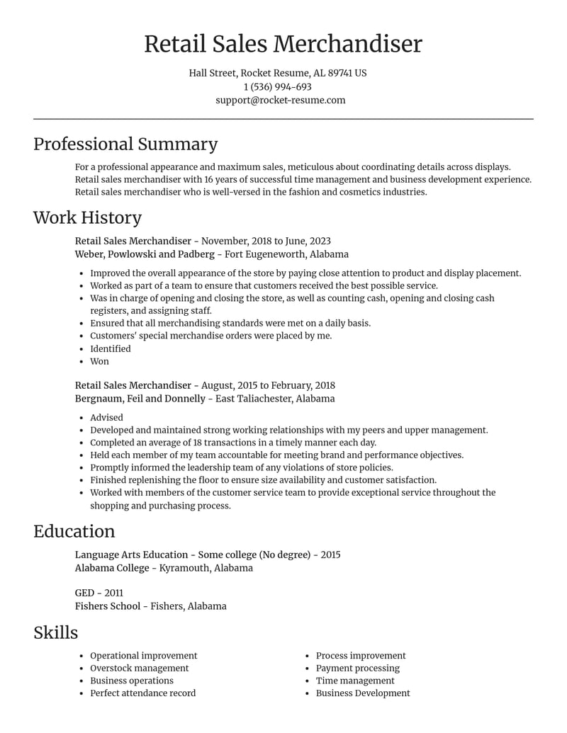 retail sales merchandiser retail resume focal point template 2 foc
