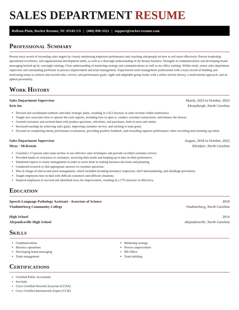 sales department supervisor retail resume exquisite template 0 exq