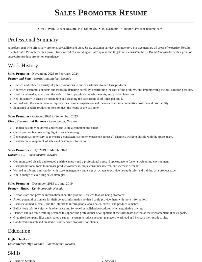 sales promoter retail resume classic template 0 cla