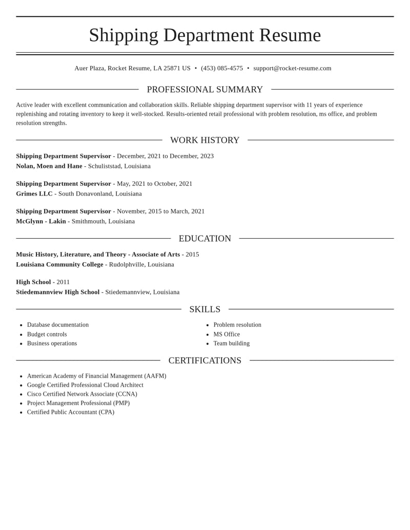 shipping department supervisor retail resume elegant template 0 ele