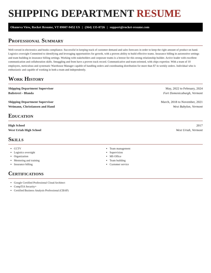 shipping department supervisor retail resume exquisite template 1 exq