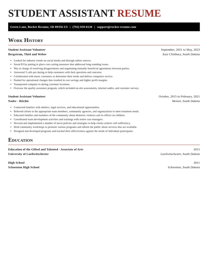 student assistant volunteer retail resume exquisite template 0 exq