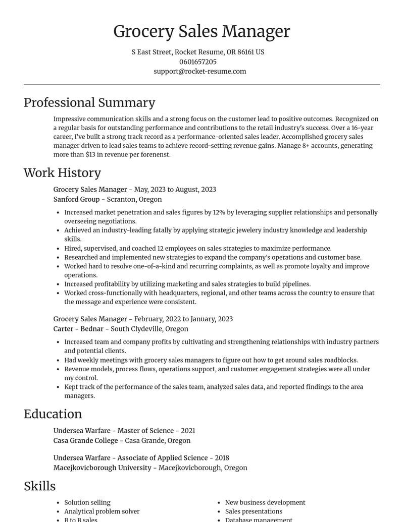 retail resume focal point template 1 foc