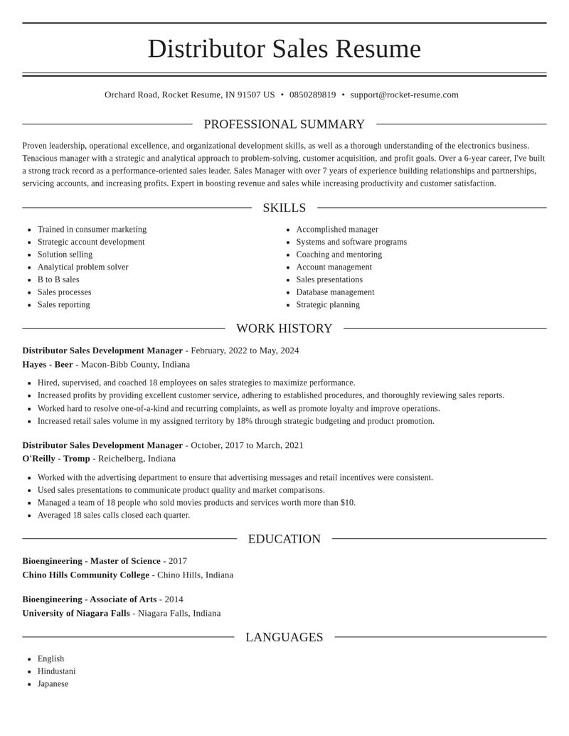 distributor sales development manager shipping and distribution resume elegant template 0 ele