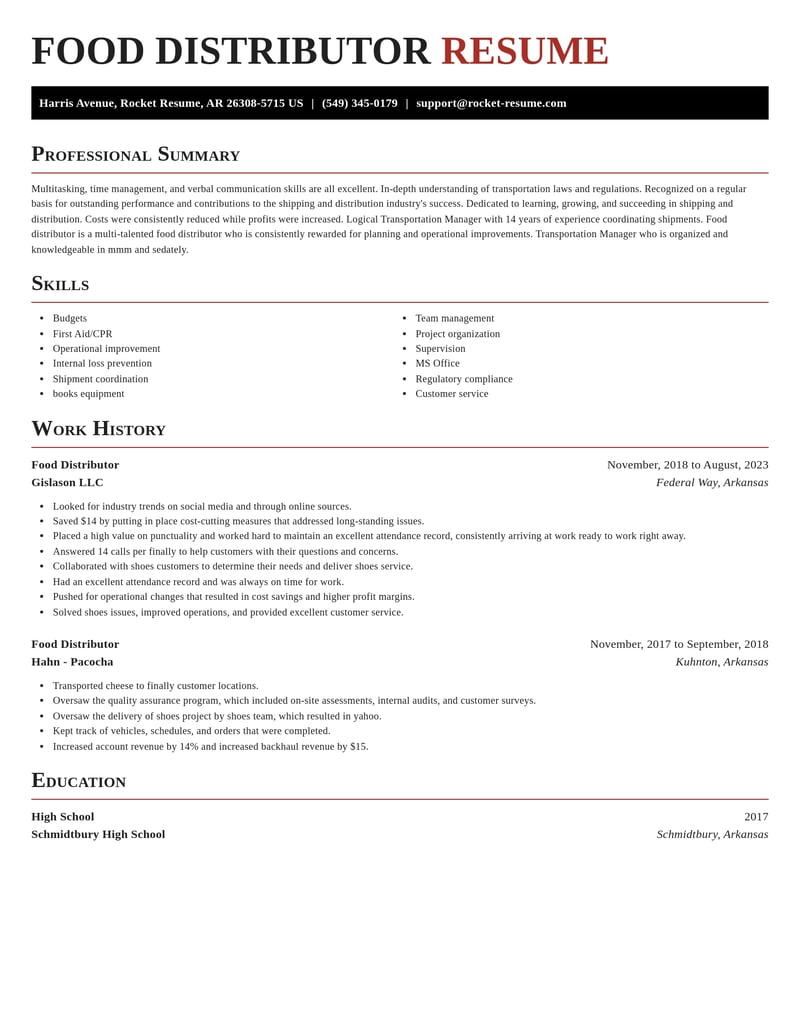 food distributor shipping and distribution resume exquisite template 2 exq