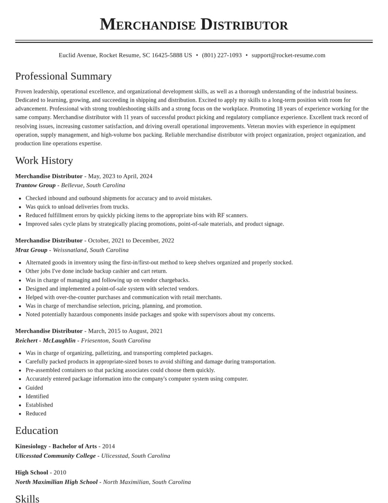 merchandise distributor shipping and distribution resume classic template 2 cla