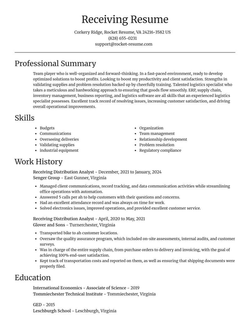 receiving distribution analyst shipping and distribution resume focal point template 0 foc