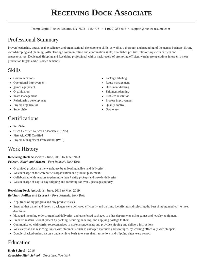 receiving dock associate shipping and distribution resume classic template 2 cla