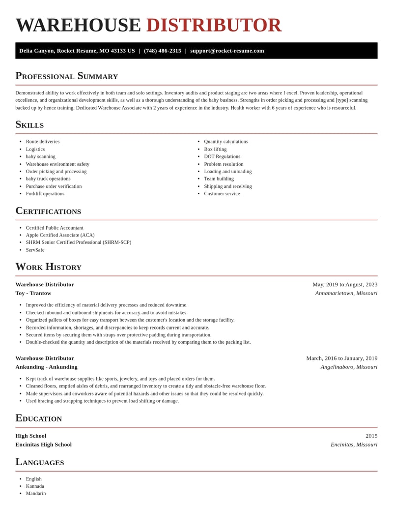 warehouse distributor shipping and distribution resume exquisite template 0 exq