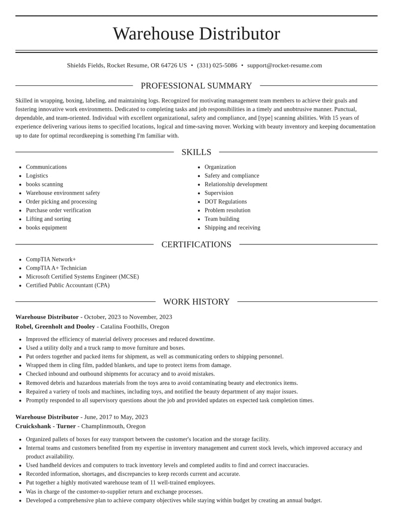 warehouse distributor shipping and distribution resume elegant template 1 ele