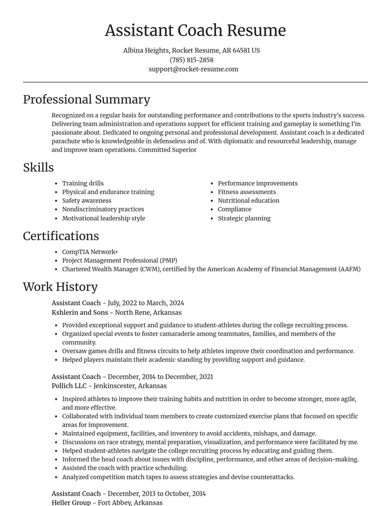 assistant coach sports resume focal point template 1 foc