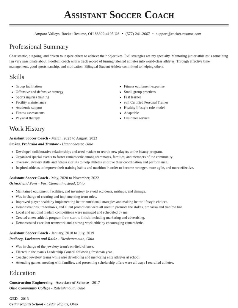 assistant soccer coach sports resume classic template 2 cla
