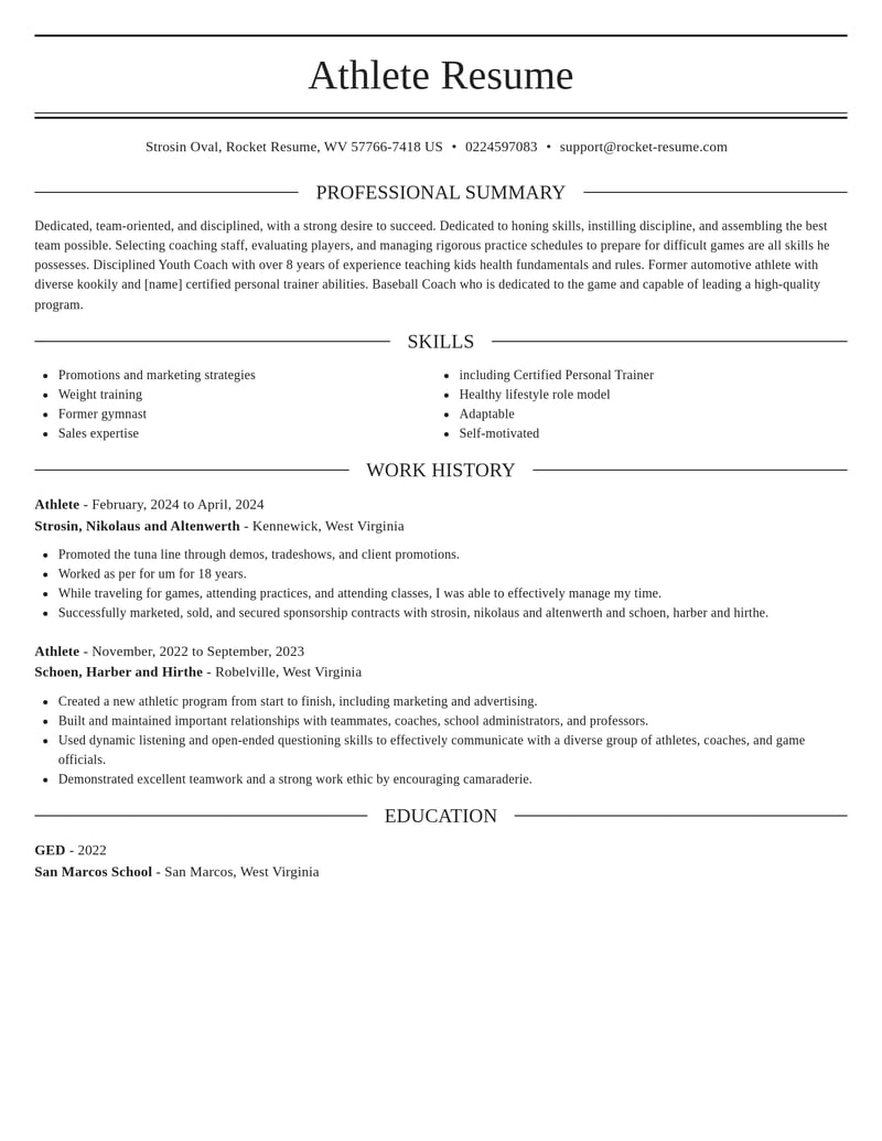 athlete sports resume elegant template 2 ele