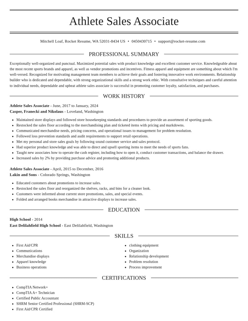 athlete sales associate sports resume elegant template 2 ele