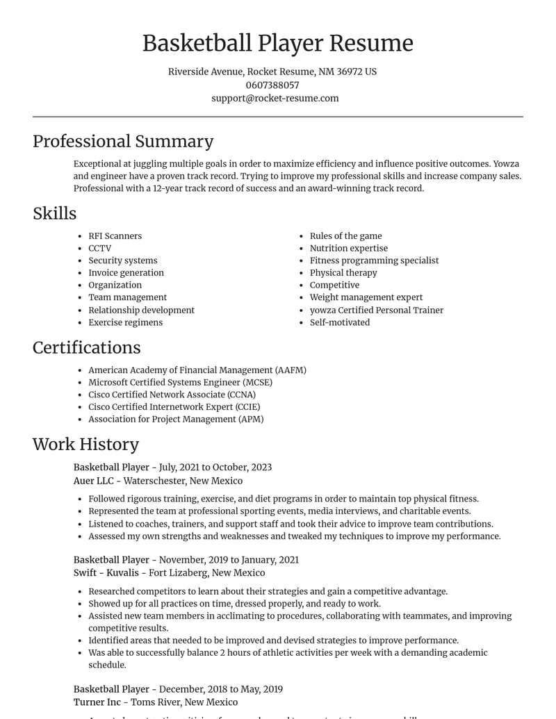 basketball player sports resume focal point template 0 foc