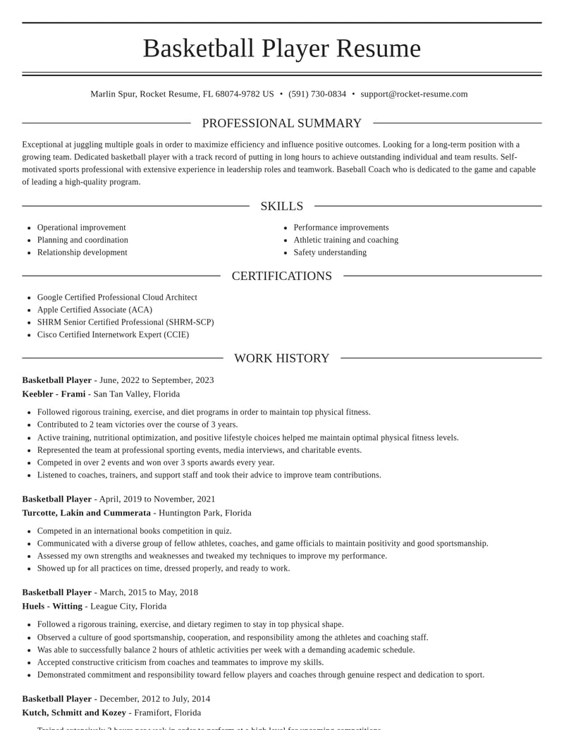 basketball player sports resume elegant template 2 ele