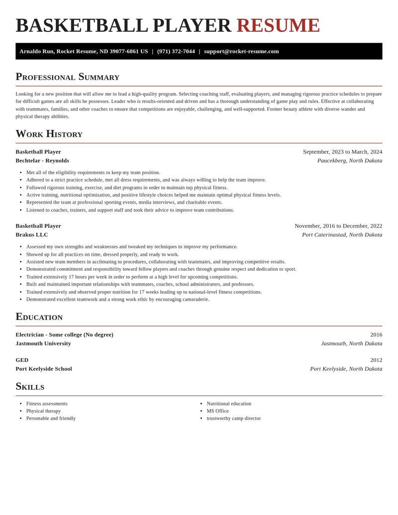 basketball player sports resume exquisite template 2 exq