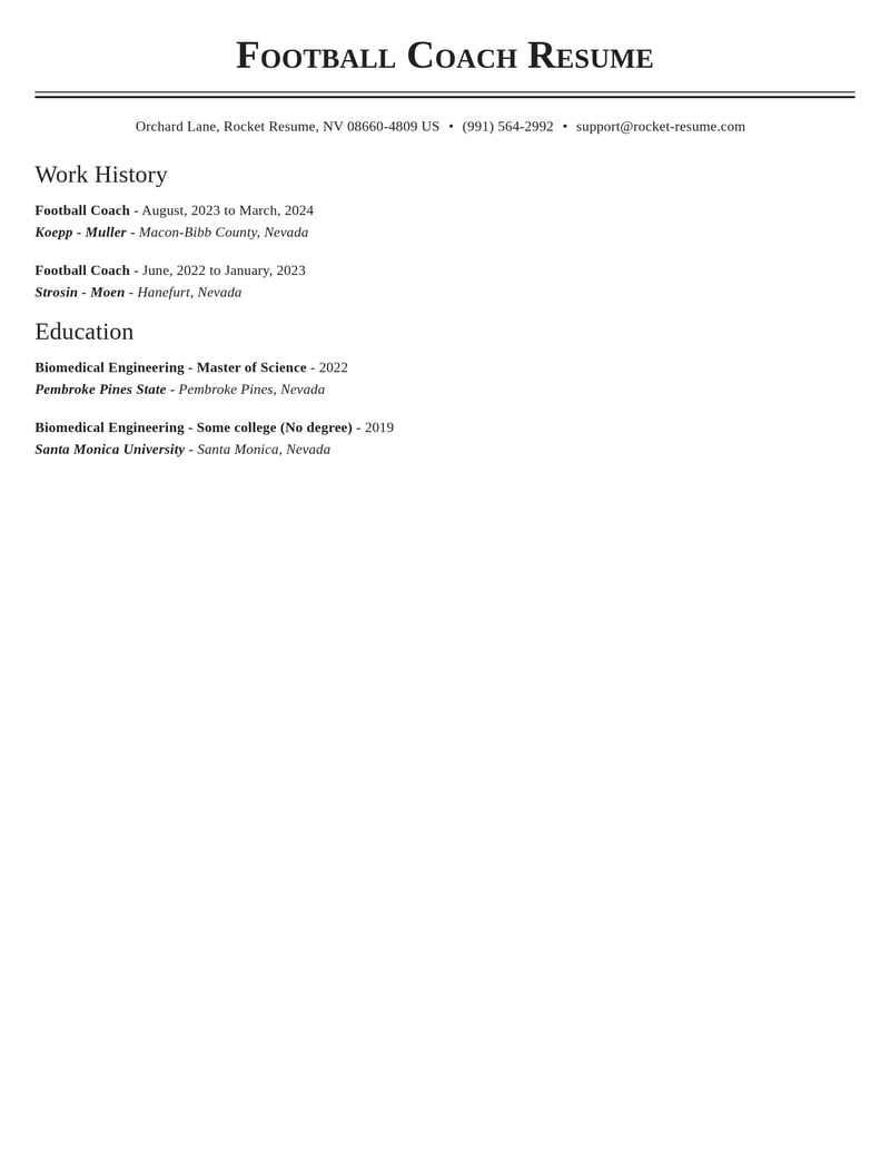 football coach sports resume classic template 1 cla