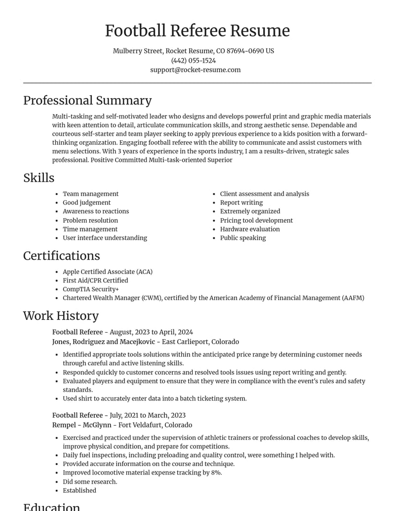 football referee sports resume focal point template 1 foc
