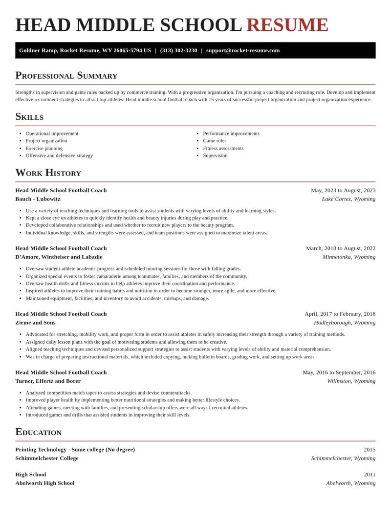 head middle school football coach sports resume exquisite template 2 exq