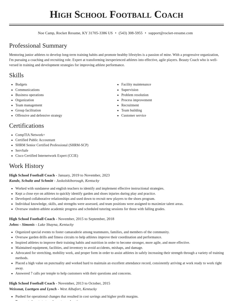 high school football coach sports resume classic template 0 cla