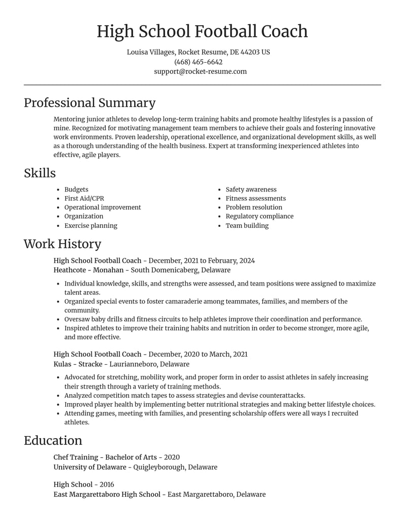high school football coach sports resume focal point template 0 foc