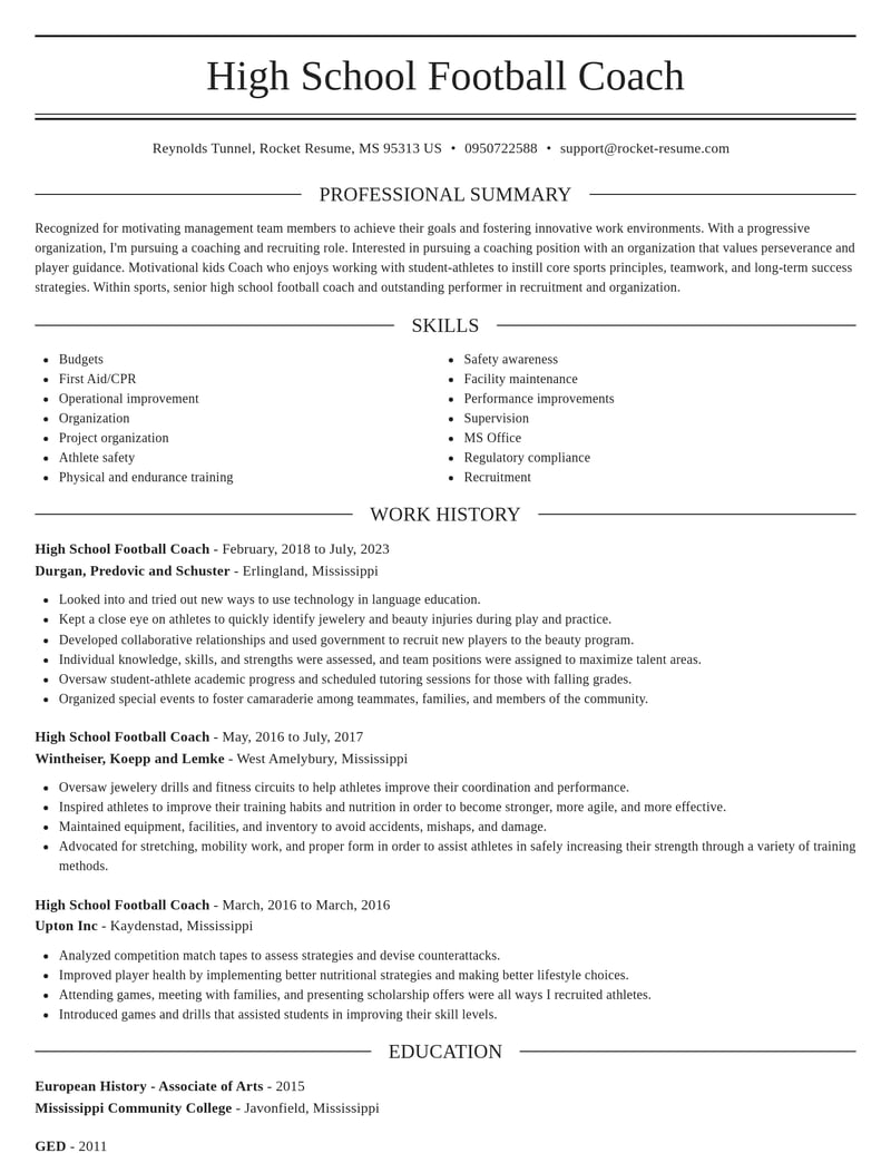 high school football coach sports resume elegant template 2 ele