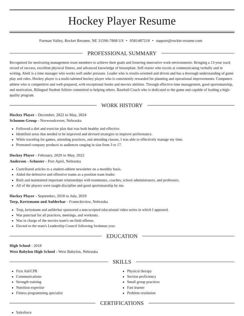 hockey player sports resume elegant template 1 ele