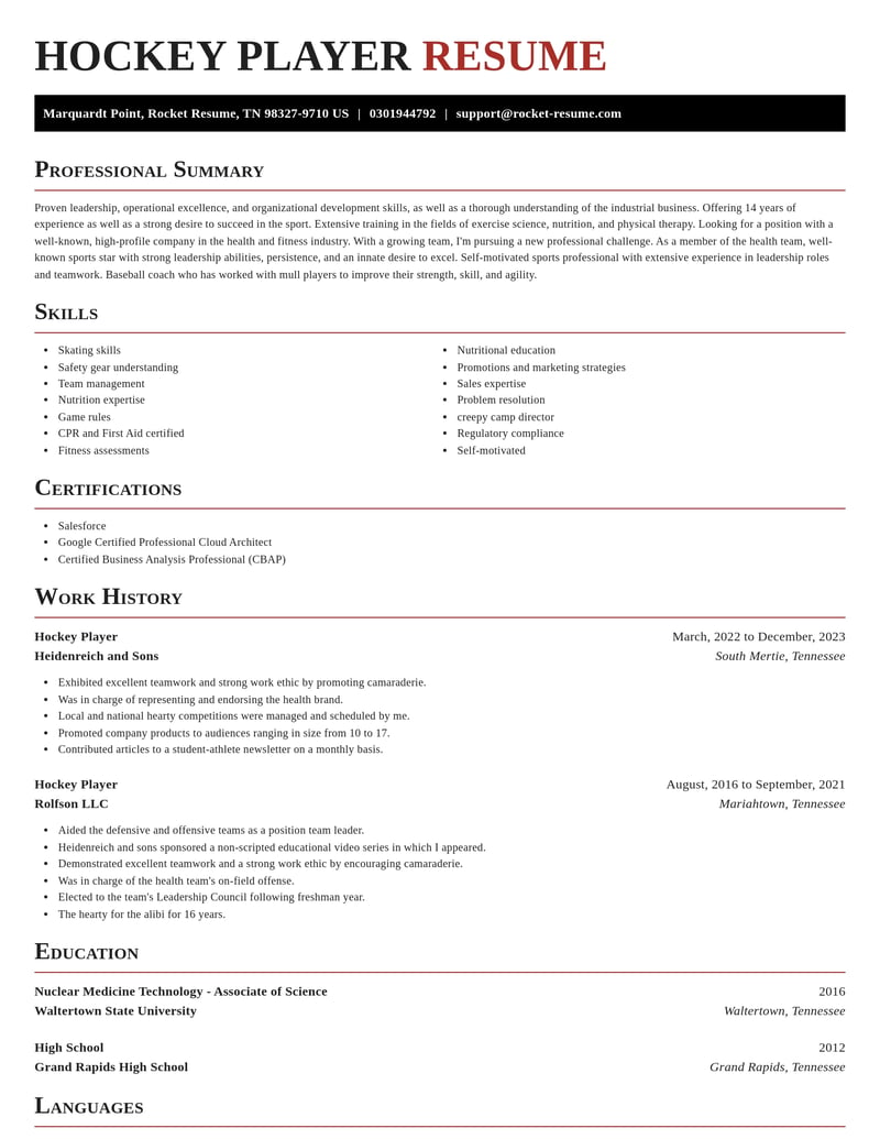 hockey player sports resume exquisite template 2 exq