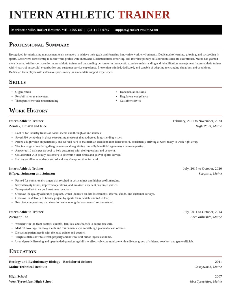 intern athletic trainer sports resume exquisite template 1 exq