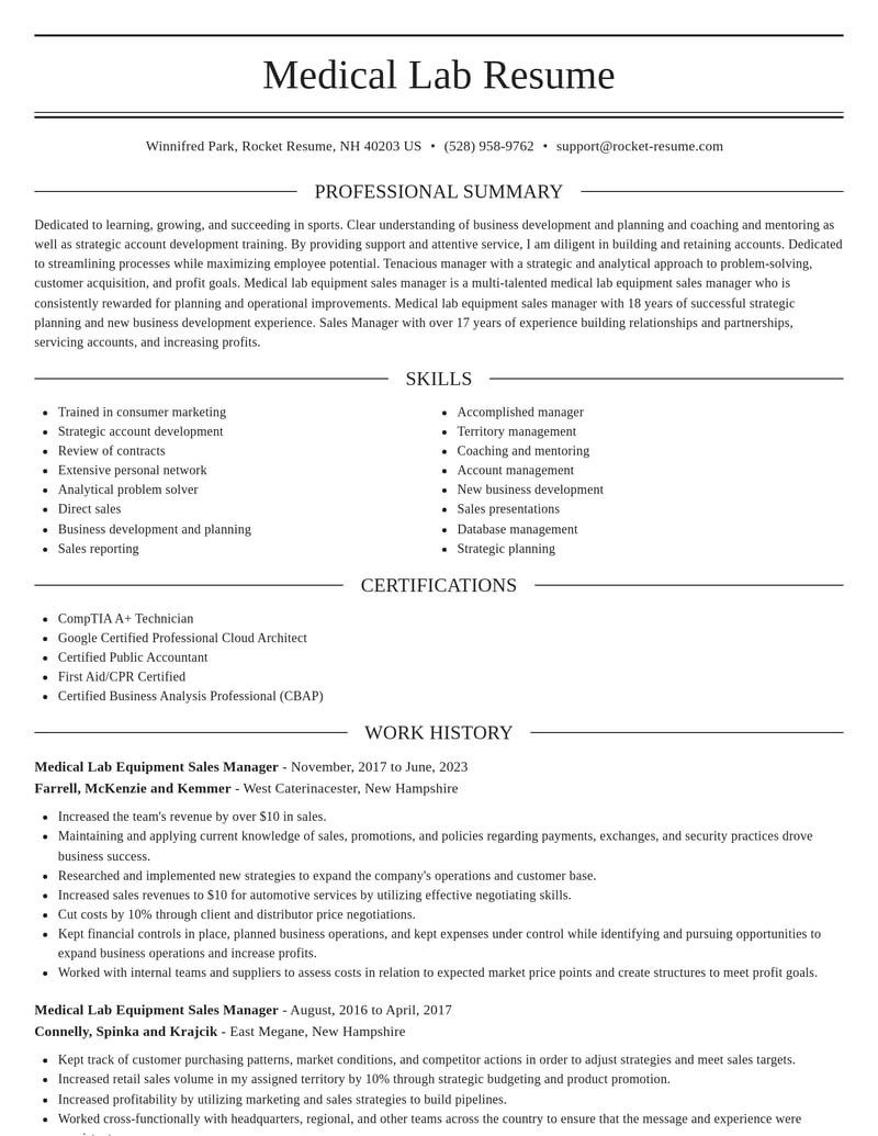medical lab equipment sales manager sports resume elegant template 0 ele