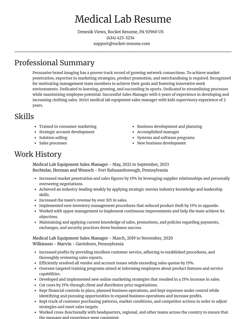 medical lab equipment sales manager sports resume focal point template 1 foc