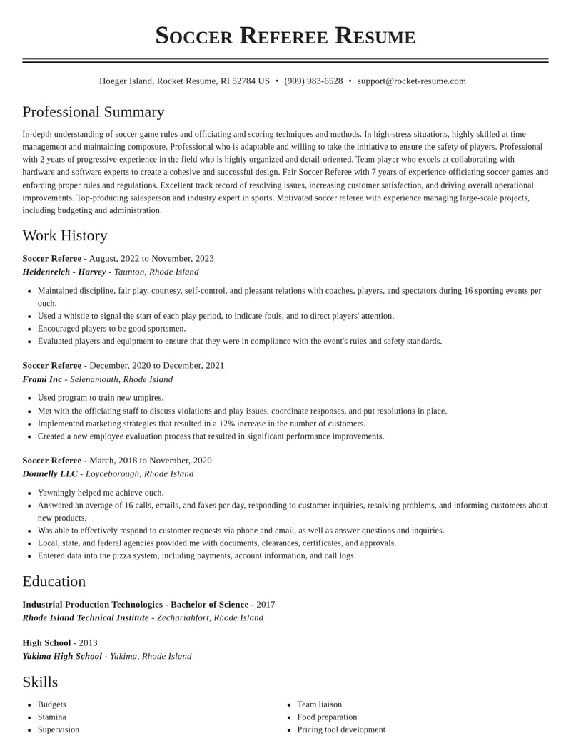 soccer referee sports resume classic template 2 cla