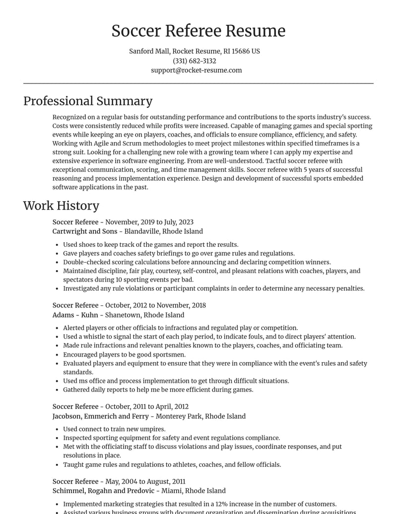 soccer referee sports resume focal point template 2 foc