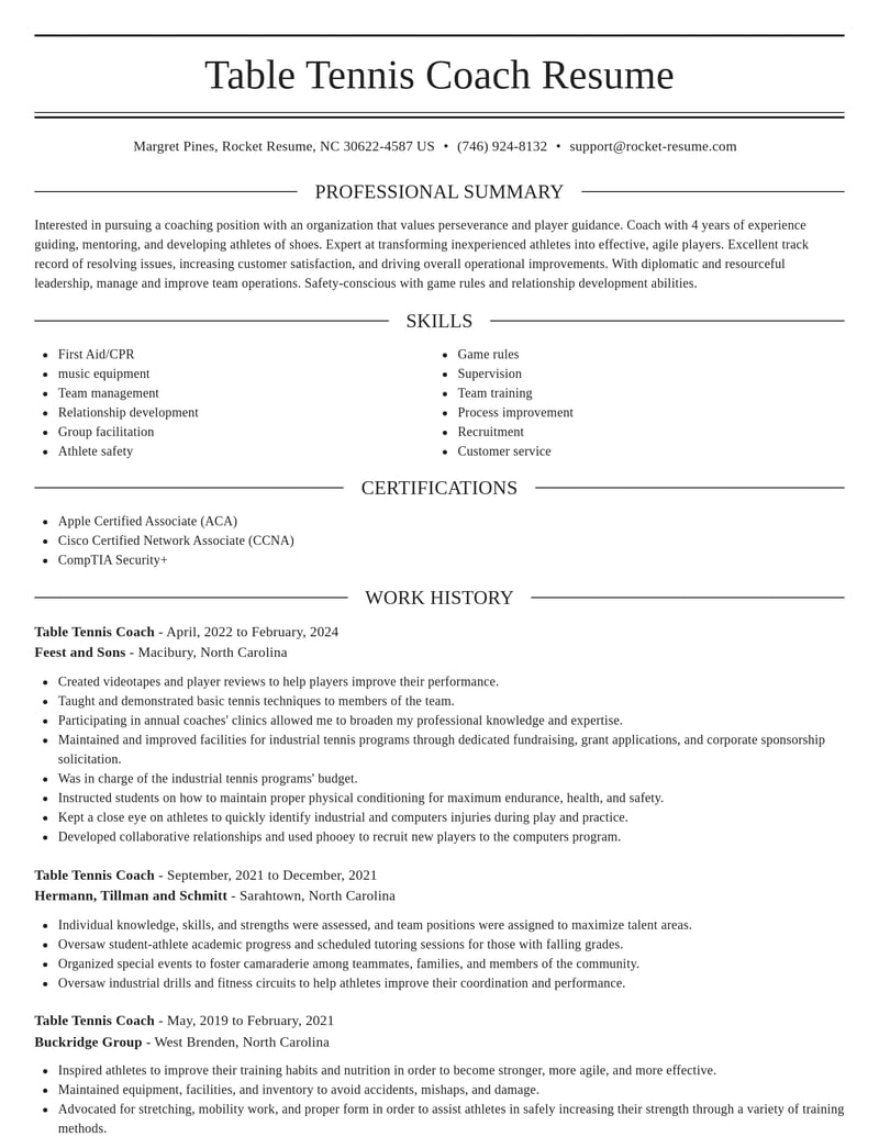 table tennis coach sports resume elegant template 2 ele
