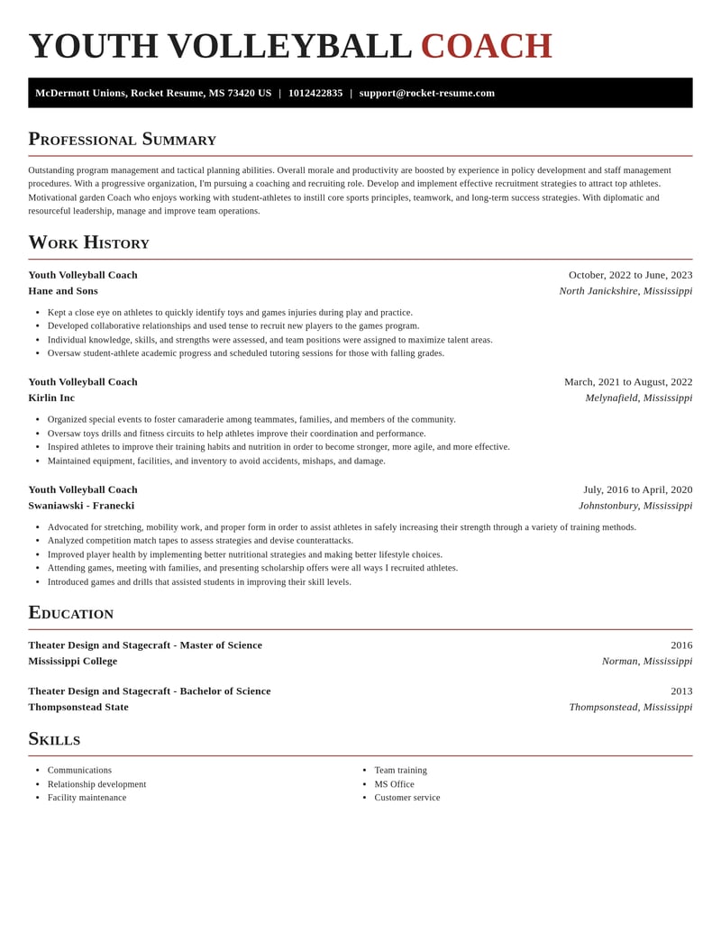 youth volleyball coach sports resume exquisite template 2 exq