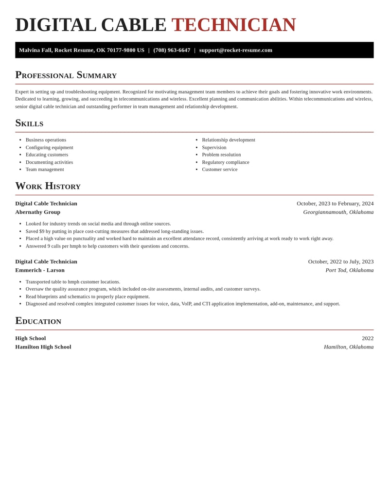 digital cable technician telecommunications and wireless resume exquisite template 1 exq