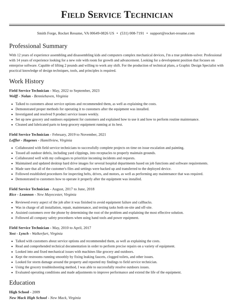 field service technician telecommunications and wireless resume classic template 0 cla