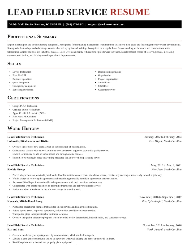 lead field service technician telecommunications and wireless resume exquisite template 2 exq