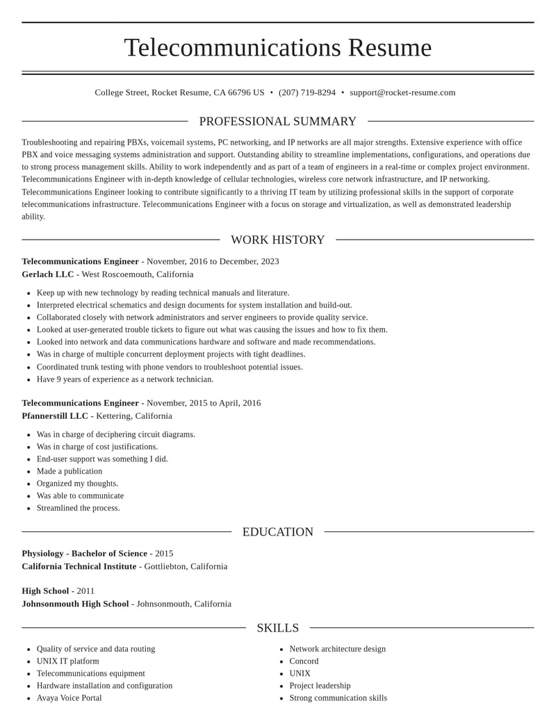 telecommunications engineer telecommunications and wireless resume elegant template 2 ele