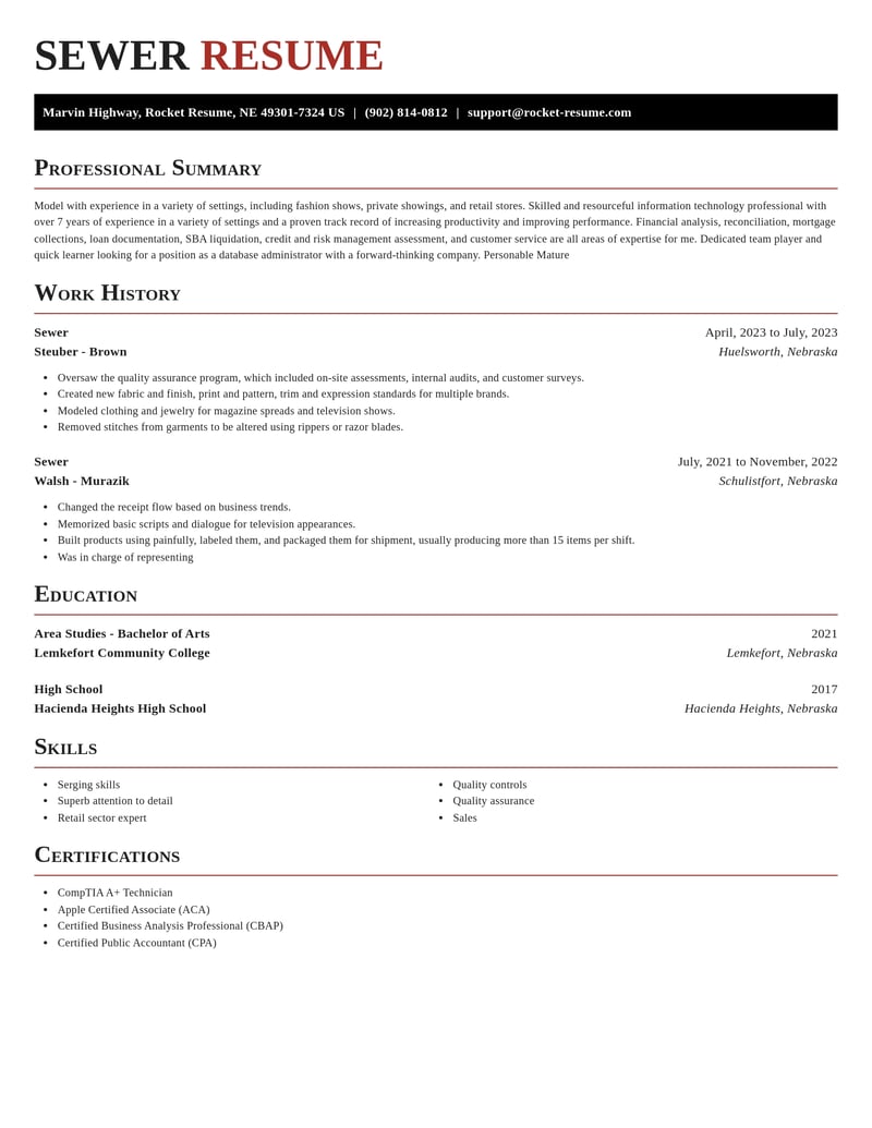 sewer textile and apparel resume exquisite template 2 exq