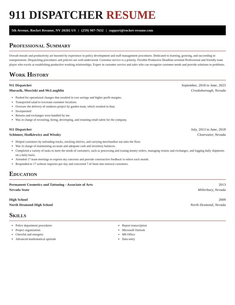 911 dispatcher transportation resume exquisite template 1 exq