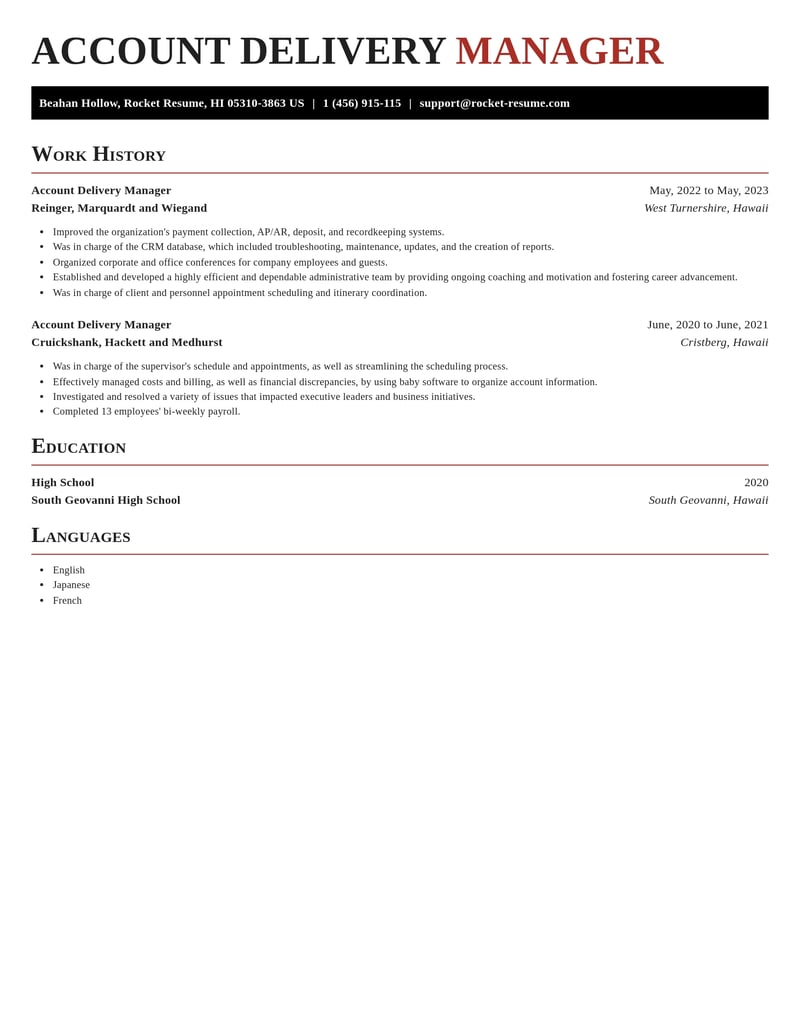 account delivery manager transportation resume exquisite template 1 exq