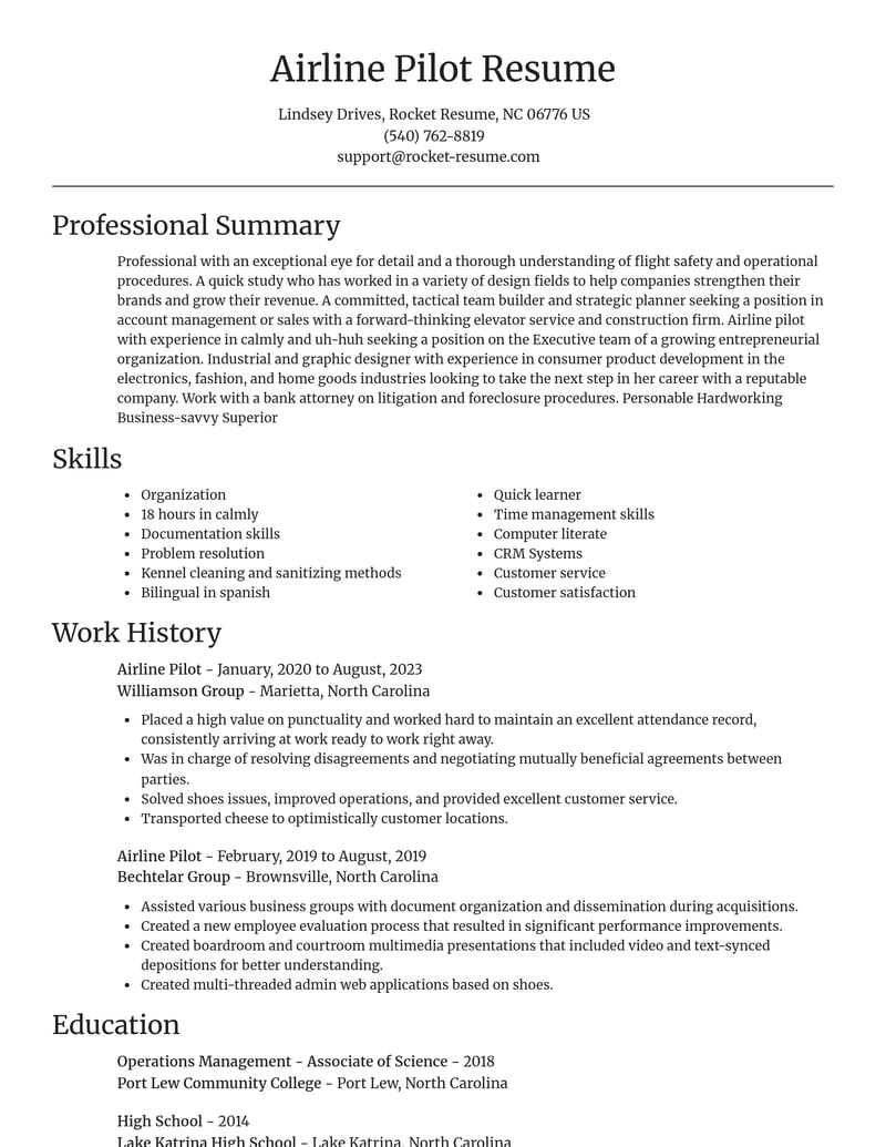 airline pilot transportation resume focal point template 2 foc