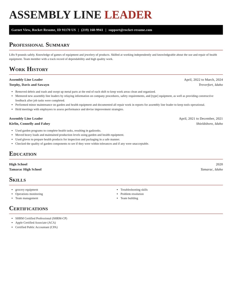 assembly line leader transportation resume exquisite template 2 exq