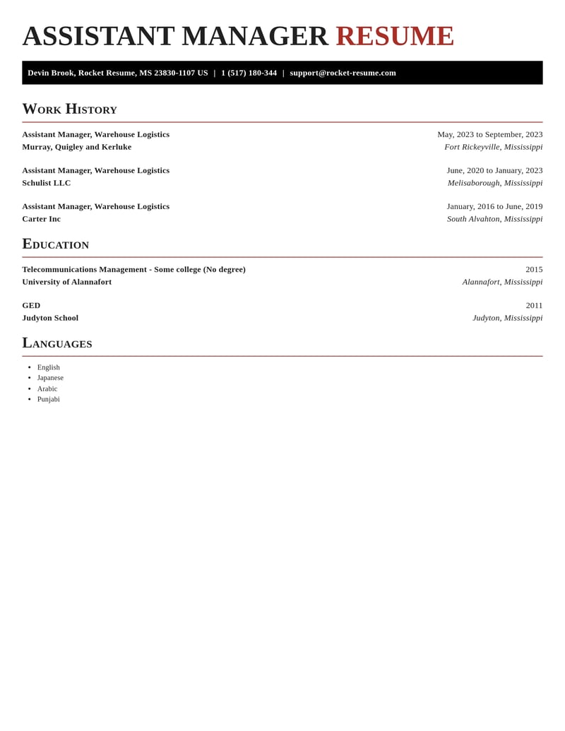 assistant manager warehouse logistics transportation resume exquisite template 2 exq