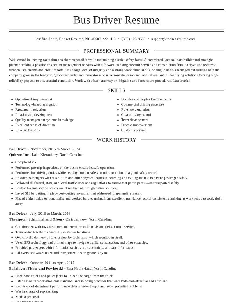 bus driver transportation resume elegant template 1 ele