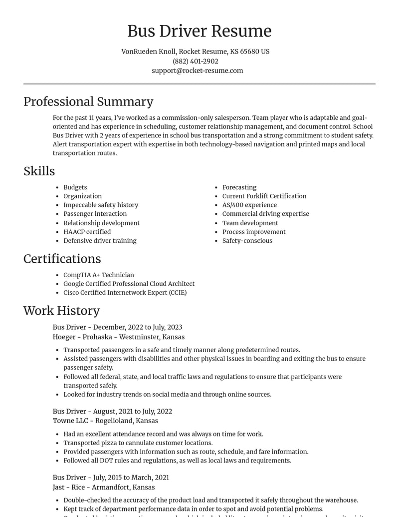 bus driver transportation resume focal point template 2 foc