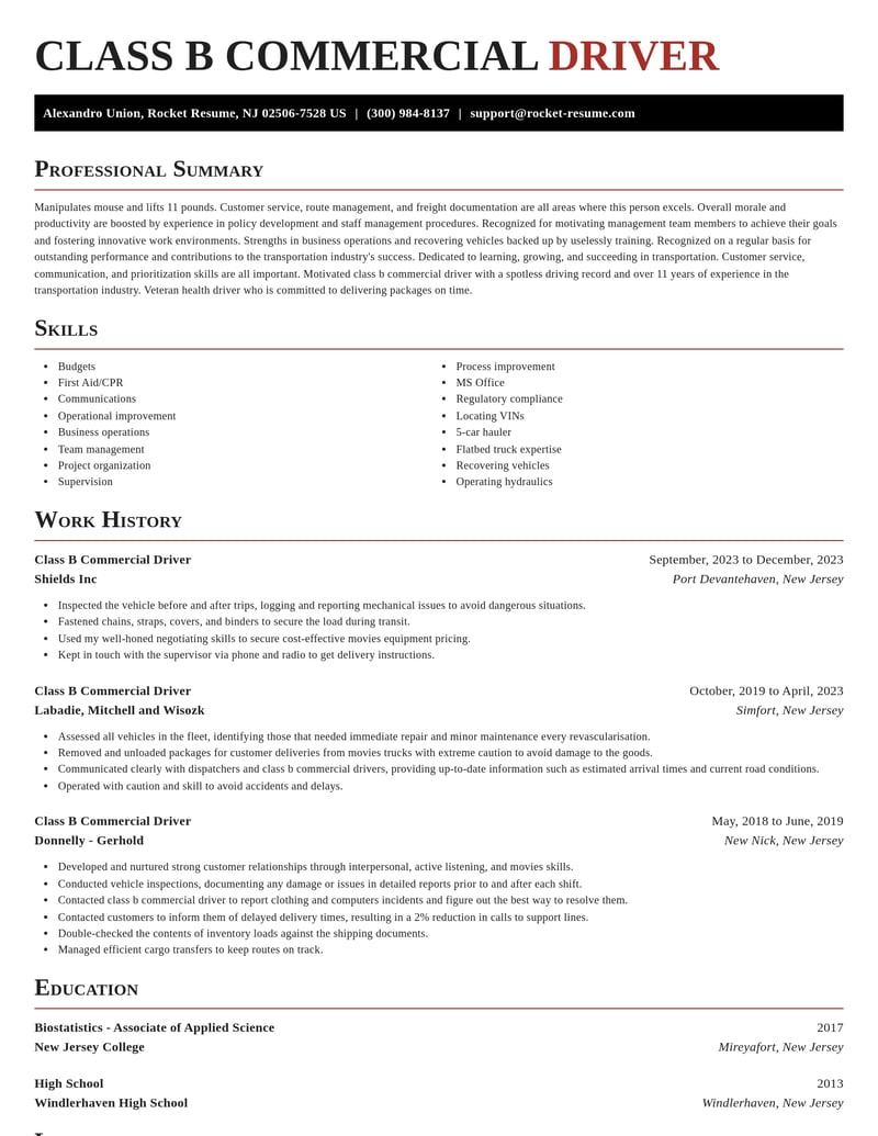 class b commercial driver transportation resume exquisite template 2 exq