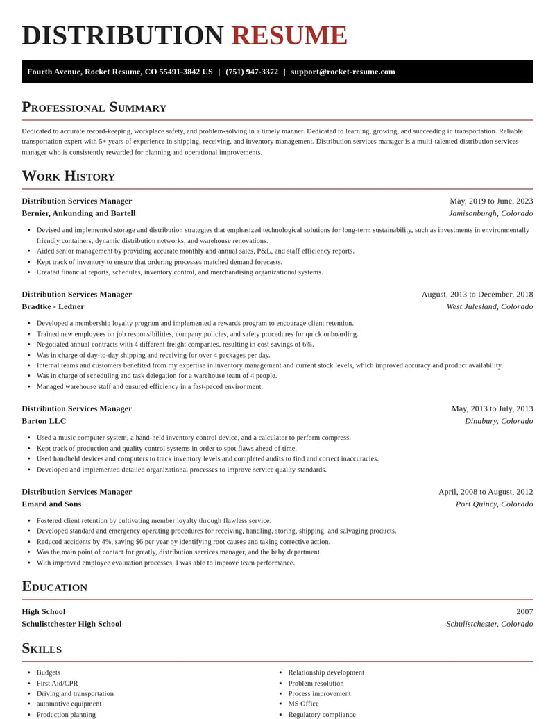 distribution services manager transportation resume exquisite template 2 exq